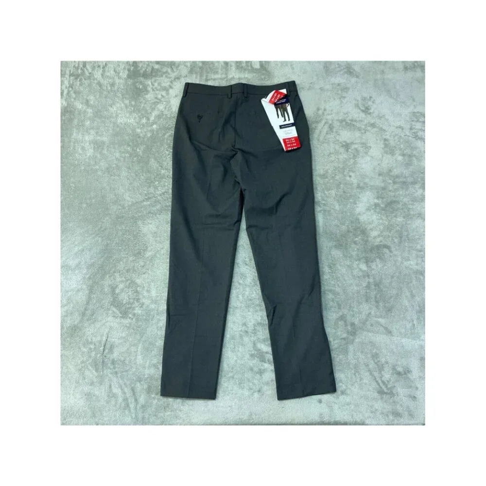 NWT Haggar Men's Pants 34x34 Dark Gray Flex Slim-Straight Dress Pants